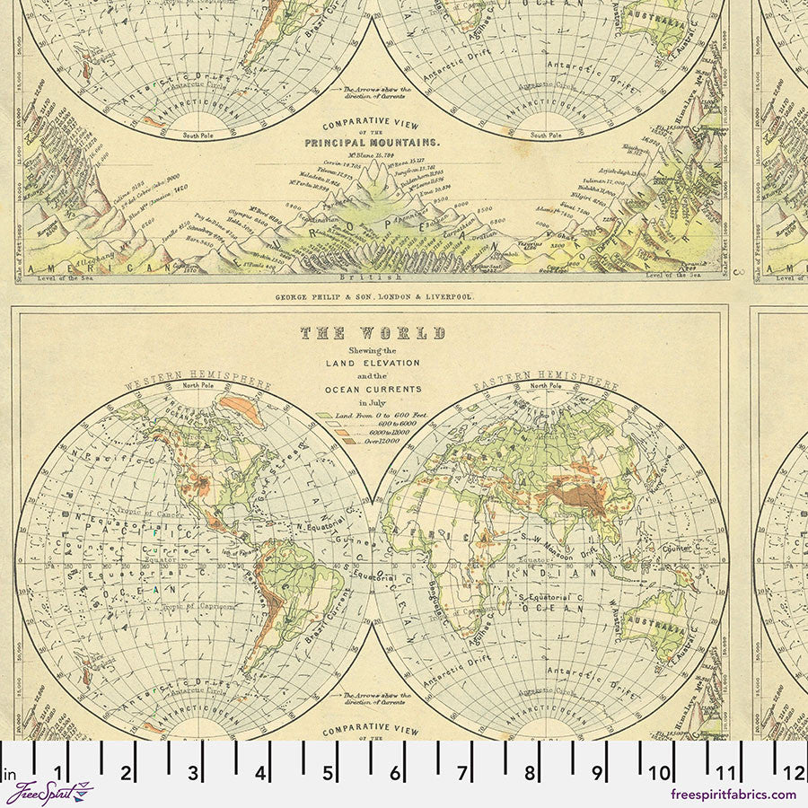 Green Map de Tim Holtz pour FreeSpirit Fabrics
