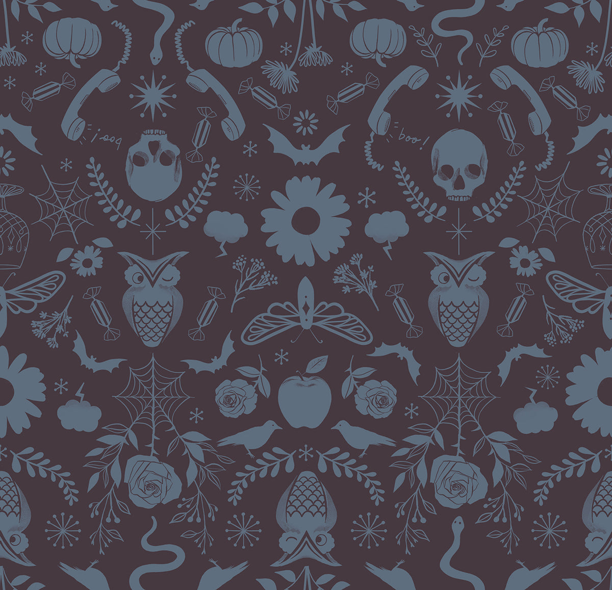 Creepy Damask en Caviar de Melody Miller pour Ruby Star Society