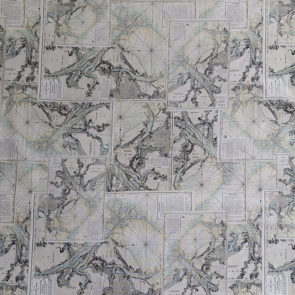 Teal Map de Tim Holtz pour FreeSpirit Fabrics