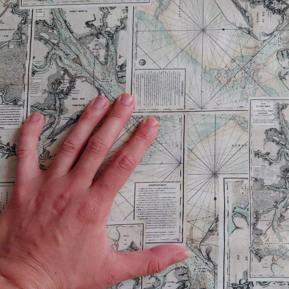 Teal Map de Tim Holtz pour FreeSpirit Fabrics