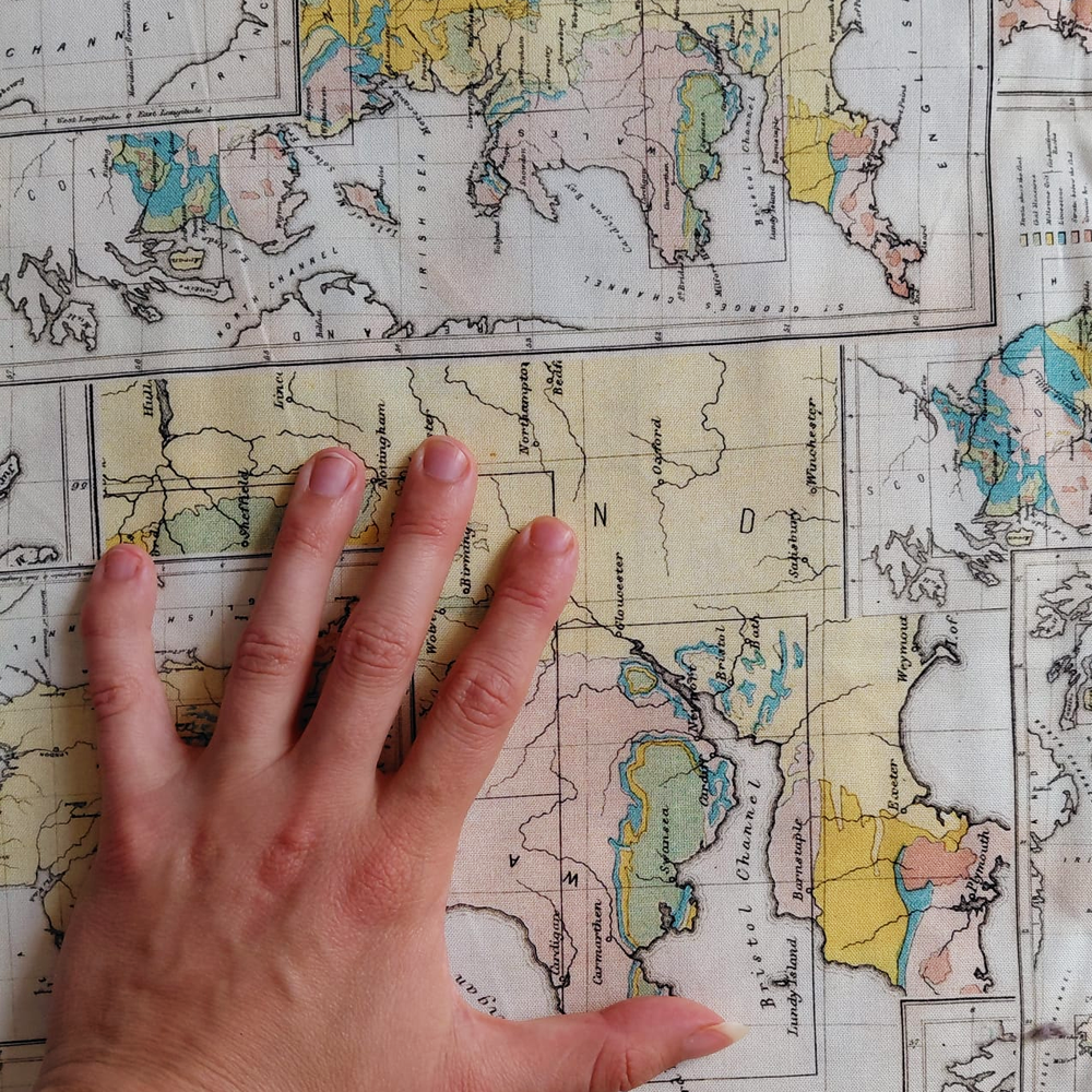 Yellow Map de Tim Holtz pour FreeSpirit Fabrics